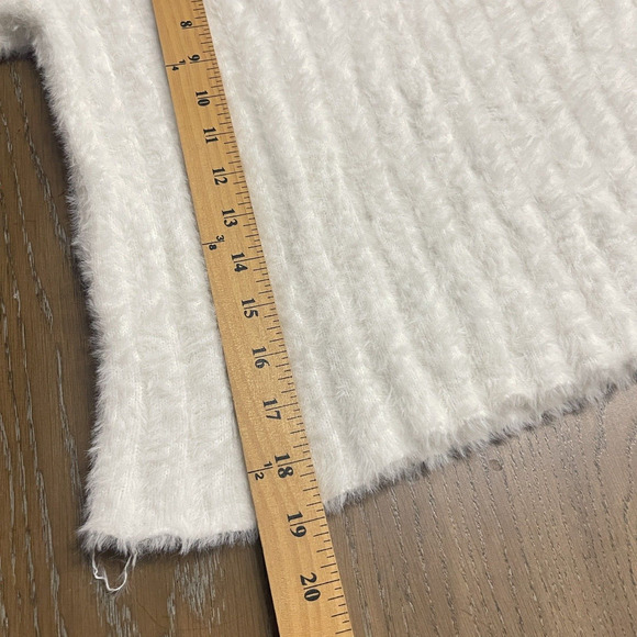 Hooked Up Eyelash Sweater Womens Small White Ribbed Long Sleeve Stretch Soft - Picture 10 of 10
